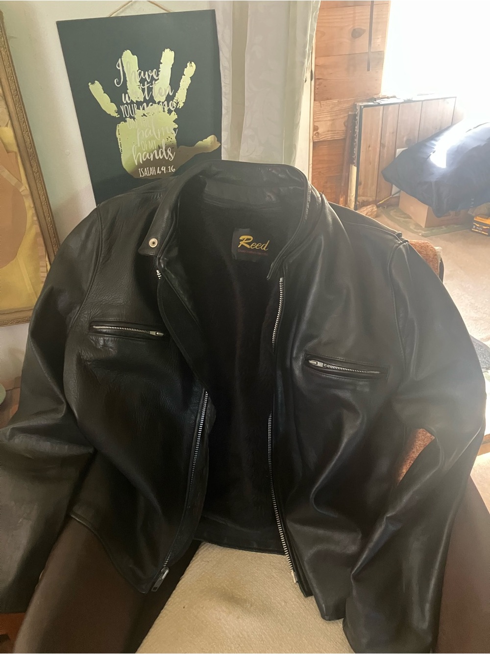 REED LEATHER RIDING JACKET,, CAFE RACER - Picture 5 of 7